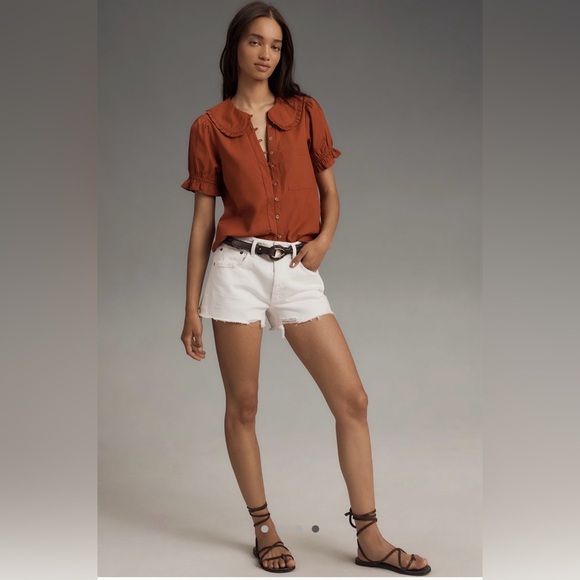 Anthropologie Tops - Pilcro Rust Blouse with Ruffled Collar
